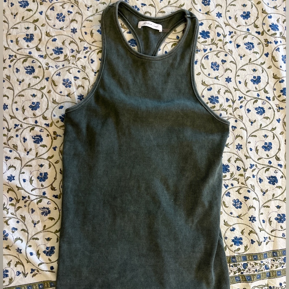 Mustard seed rustic green tank racerback top
